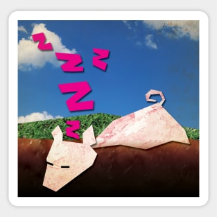 LE COCHON DE SNOOZE (A snoozing pig). Sticker